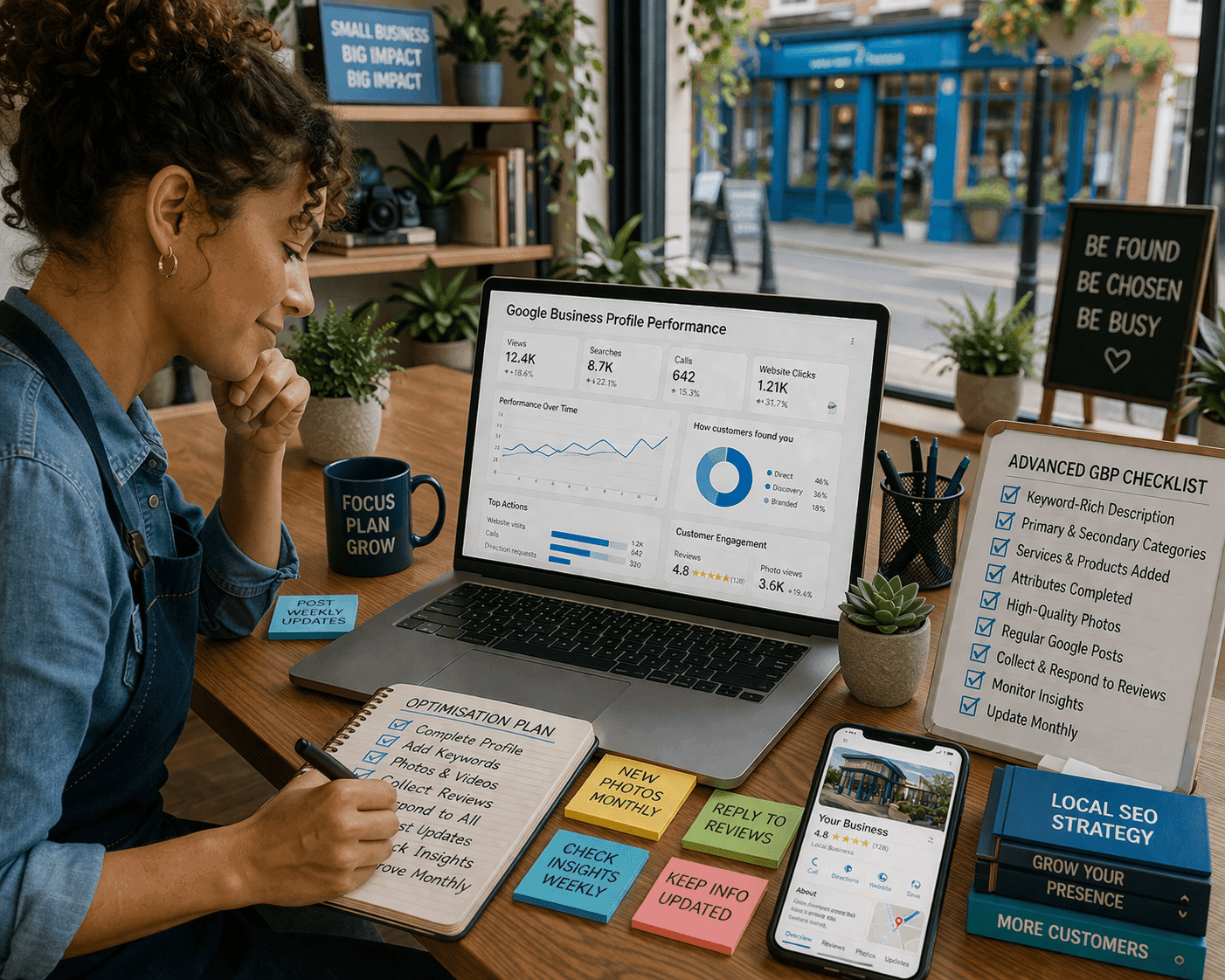 Focused work in a bright office